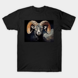 Bighorn Sheep Ram Wildlife Illustration T-Shirt